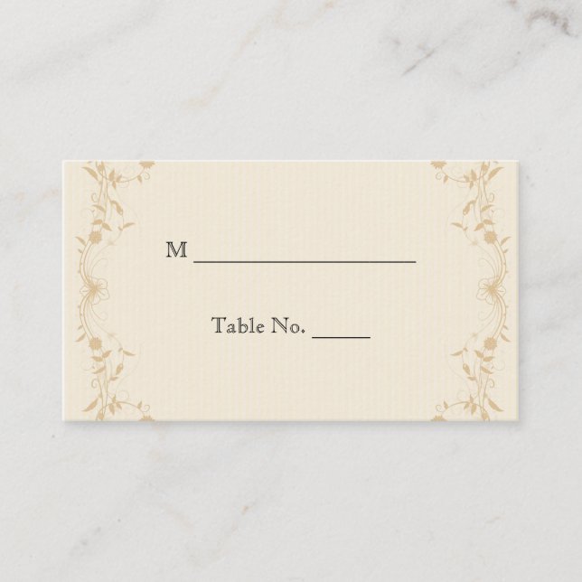 Tarjetas de plaza Boda Cream Gold Vintage Pinstrip (Anverso)