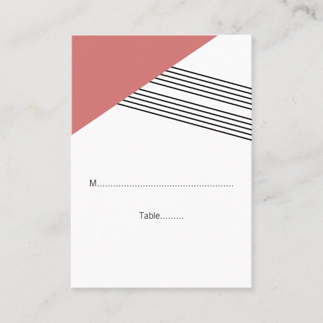 Tarjetas de plaza Boda de banda geométrica roja (Anverso)