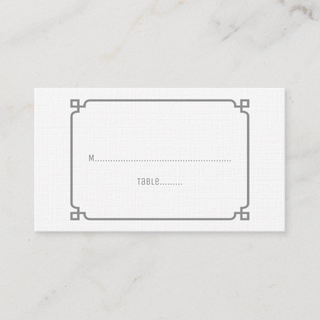 Tarjetas de plaza Boda de deco gris (Anverso)