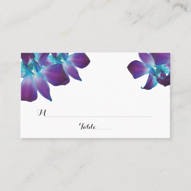Tarjetas de plaza Boda de Dendrobium Orquídea Azul (Anverso)