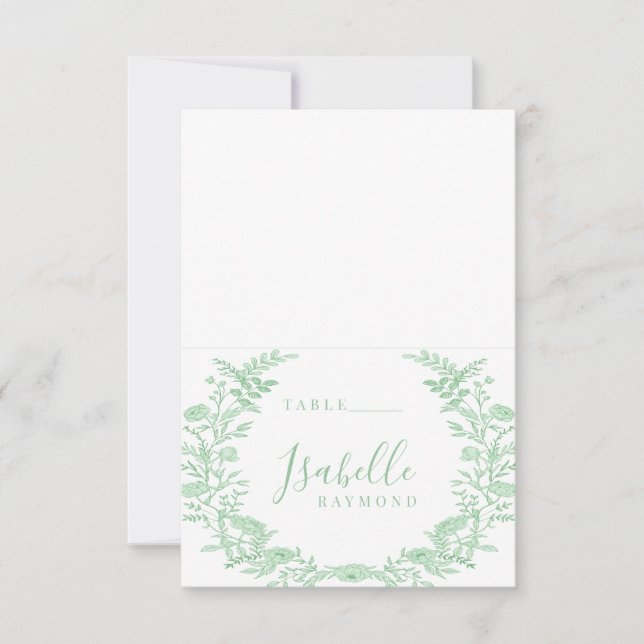 Tarjetas de plaza boda de flores de toile de prima (Anverso)