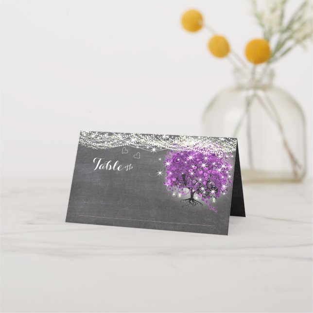 Tarjetas de plaza Boda de hojas de color púrpura (Anverso)