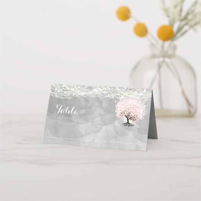 Tarjetas de plaza Boda de hojas de corazón rosadas (Reverso)