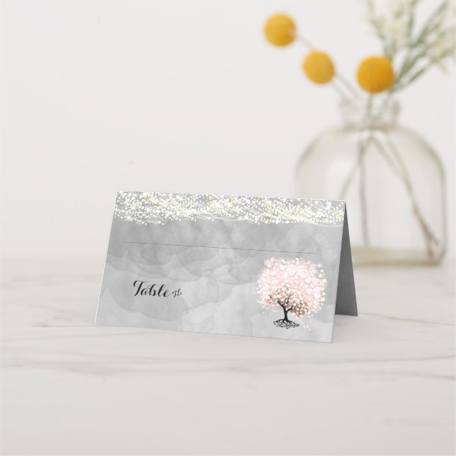 Tarjetas de plaza Boda de hojas de corazón rosadas (Reverso)