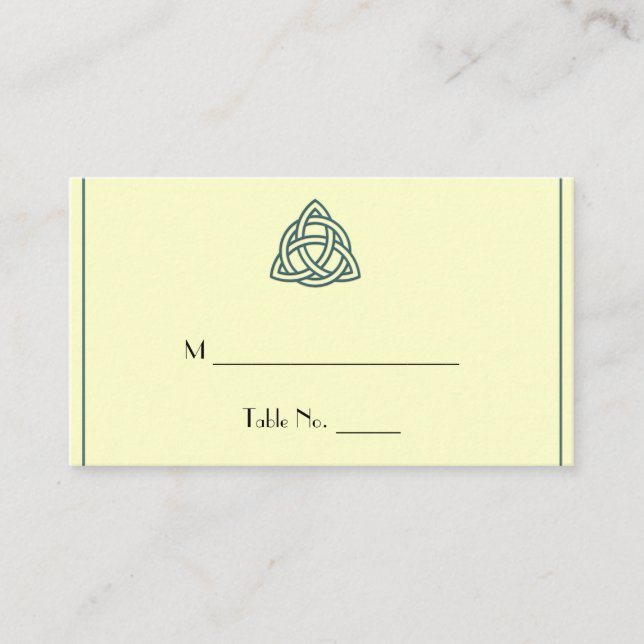 Tarjetas de plaza Boda de Knot celta verde azulada (Anverso)