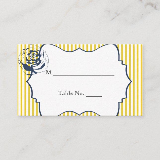 Tarjetas de plaza Boda de la franja amarilla azul  (Anverso)