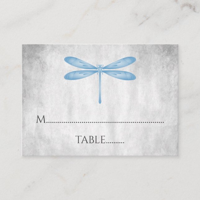 Tarjetas de plaza Boda de la libélula azul (Anverso)