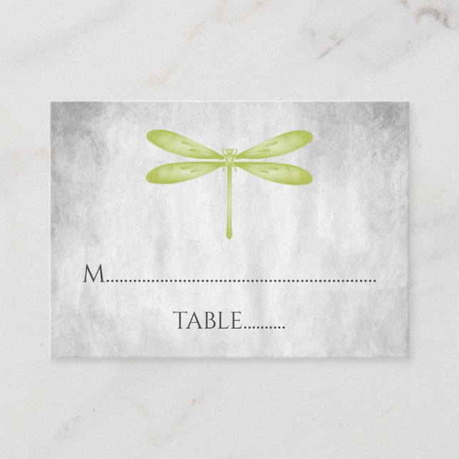 Tarjetas de plaza Boda de la libélula verde (Anverso)