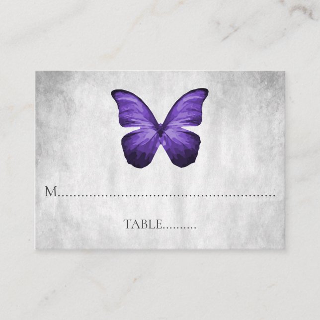 Tarjetas de plaza Boda de mariposa morada (Anverso)