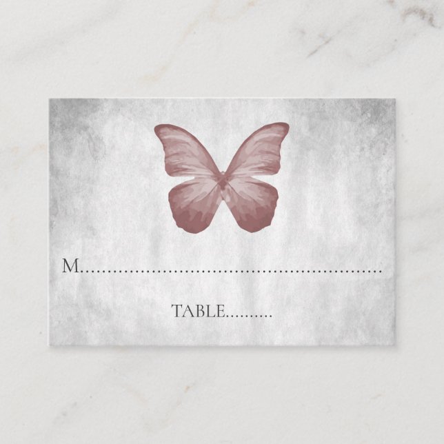 Tarjetas de plaza Boda de mariposa rosa (Anverso)