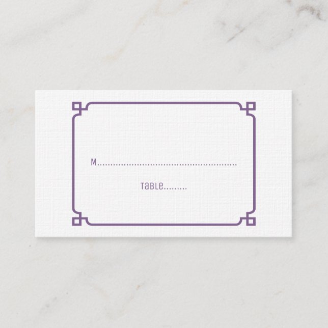 Tarjetas de plaza Boda de Moda Deco Púrpura (Anverso)