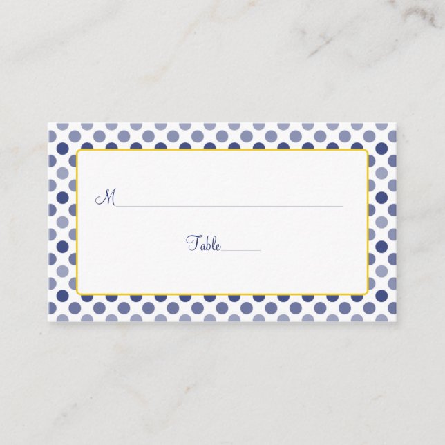 Tarjetas de plaza Boda de puntos de polka azul de  (Anverso)