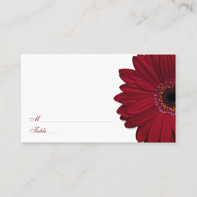 Tarjetas de plaza Boda Deep Red Gerber Daisy (Anverso)