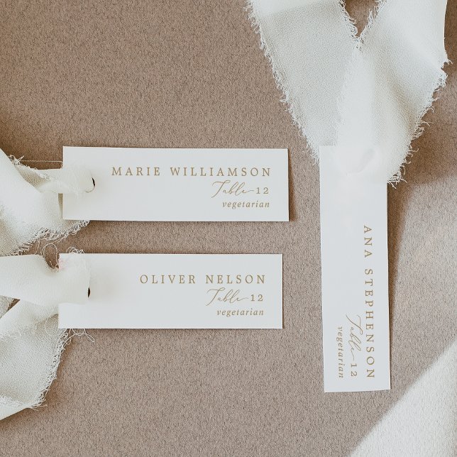 Tarjetas de plaza Boda Delicada de caligrafía de o (Delicate Gold Calligraphy DIY Wedding Place Cards)