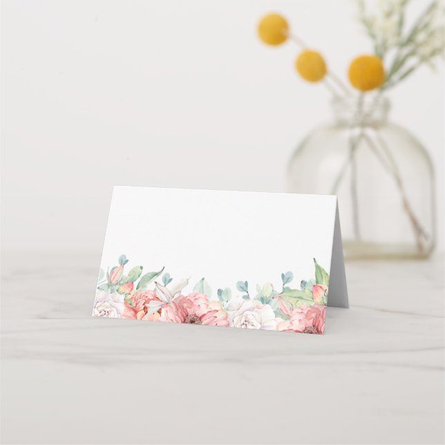 Tarjetas de plaza Boda floral acuarela (Anverso)