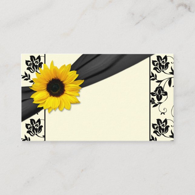Tarjetas de plaza Boda floral crema negra giratori (Anverso)