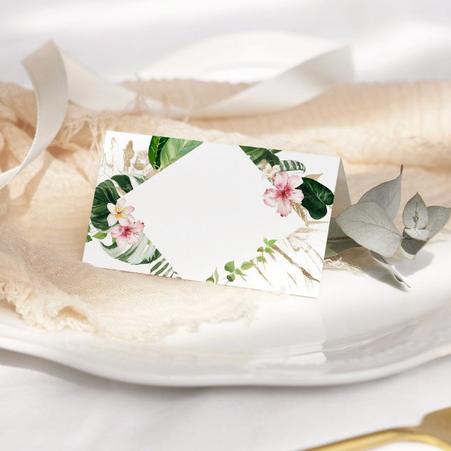 Tarjetas de plaza boda floral de monstera tropical (Subido por el creador)