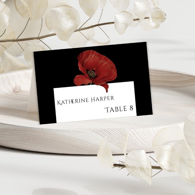 Tarjetas de plaza Boda floral roja personalizada (Subido por el creador)