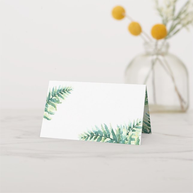 Tarjetas de plaza Boda Green Fern Blank (Anverso)