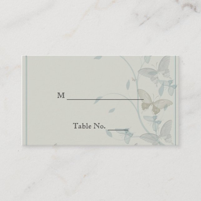 Tarjetas de plaza Boda Gris y Blue Butfly Meadow (Anverso)