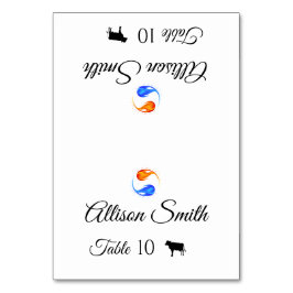 Tarjetas de plaza boda-Icono de carne-Flores gemel