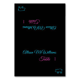 Tarjetas de plaza boda-Icono de cerdo-Azul y rosa-