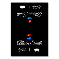 Tarjetas de plaza boda-Icono de cerdo-Dos llamas-