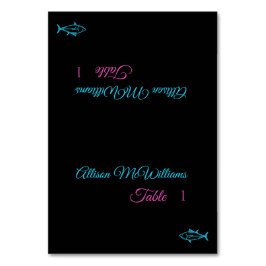 Tarjetas de plaza boda-Icono de pez-Azul y rosa-