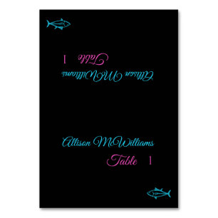 Tarjetas de plaza boda-Icono de pez-Azul y rosa-