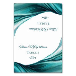 Tarjetas de plaza boda-Icono de pez-Verde de esmer