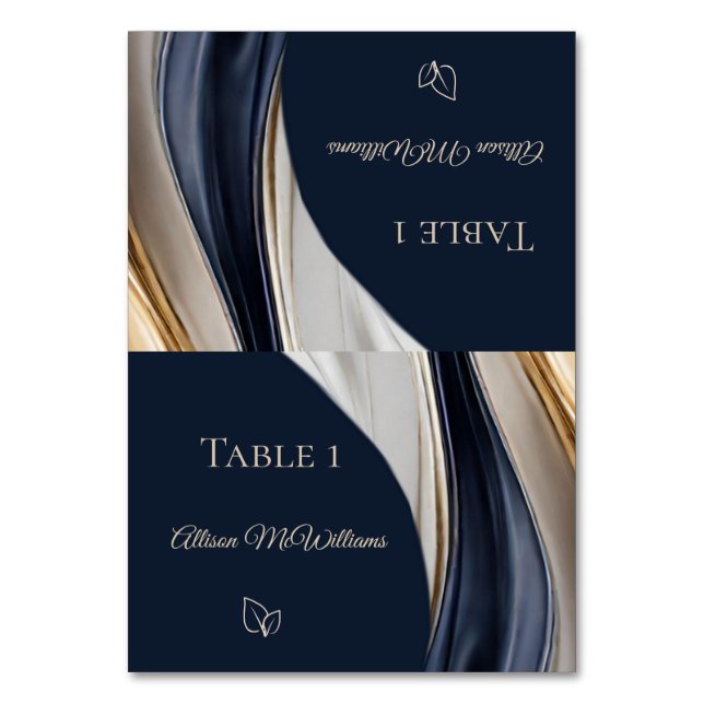 Tarjetas de plaza boda-Ícono vego-Oro blanco azul- (Anverso)