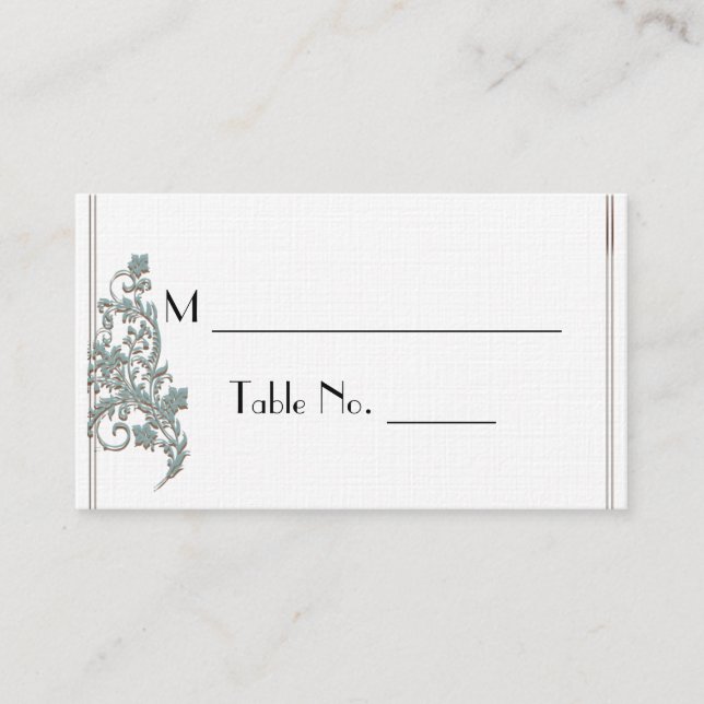 Tarjetas de plaza Boda marrón Verde azulada Art De (Anverso)