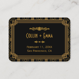 Tarjetas de plaza Boda negro Art Deco