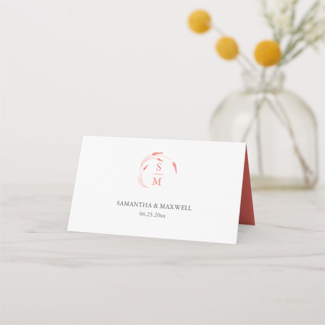 Tarjetas de plaza Boda personalizadas monogramadas (Reverso)