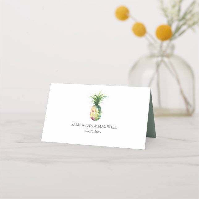 Tarjetas de plaza boda Pineapple tropical (Reverso)