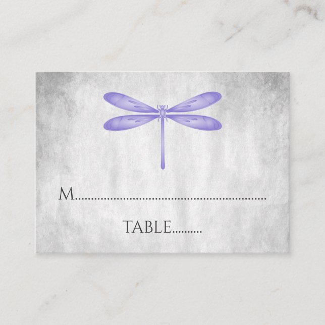 Tarjetas de plaza Boda Purple Dragonfly (Anverso)