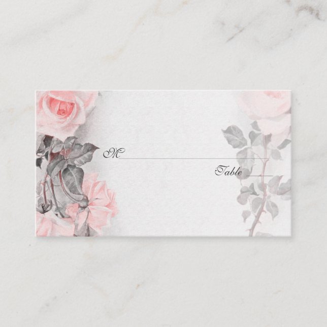 Tarjetas de plaza Boda rosa rosa Rubor de época (Anverso)