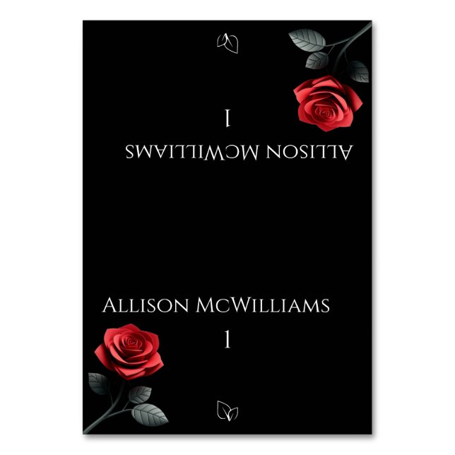 Tarjetas de plaza boda-Rosa simple roja- vegetaria (Anverso)