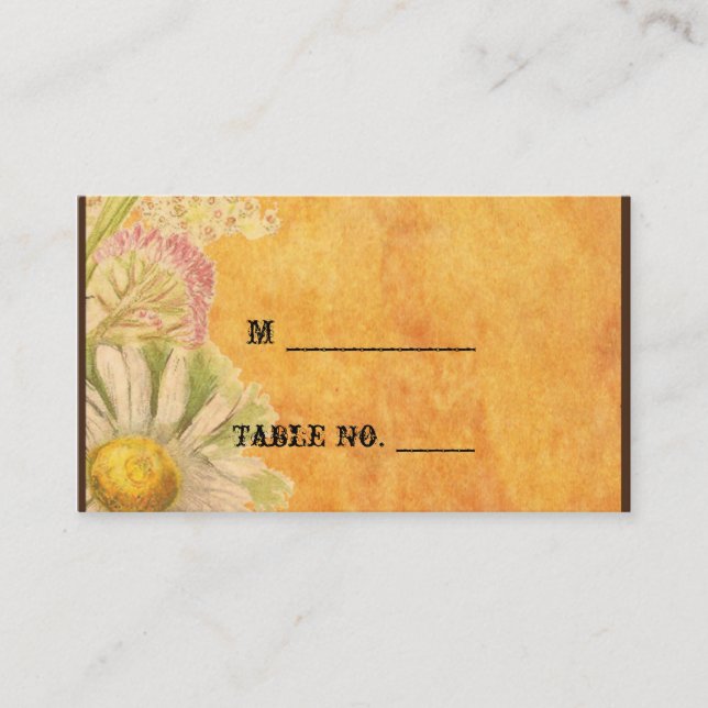 Tarjetas de plaza Boda Rustic Watercolor Daisies (Anverso)