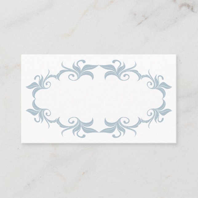 Tarjetas de plaza Boda Slate Blue Flourish (Anverso)