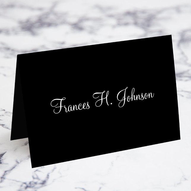 Tarjetas de plaza con caligrafía elegante en blanc (Fold Your Own Individual Place Cards)