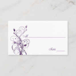 Tarjetas de plaza con flores moradas y blancas