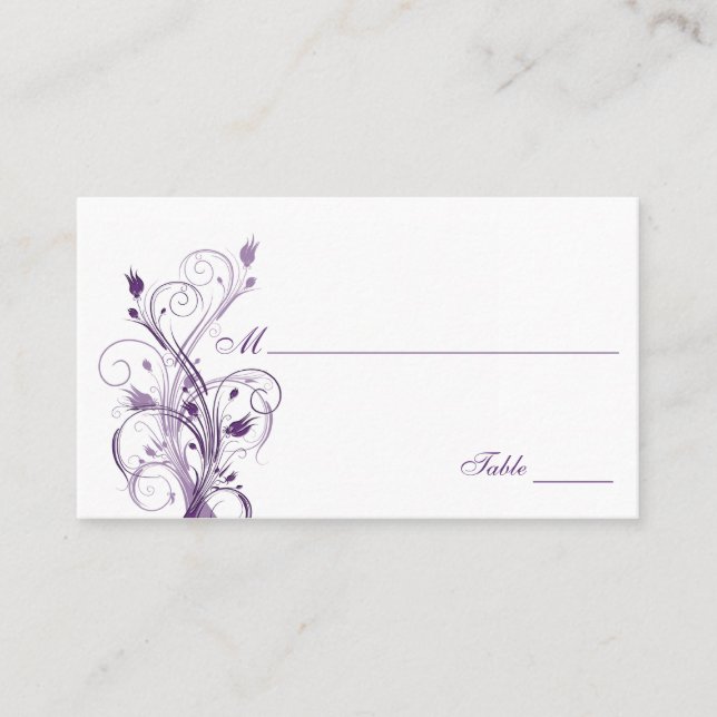 Tarjetas de plaza con flores moradas y blancas (Anverso)