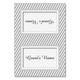 Tarjetas de plaza con nombre en rayas grises y per