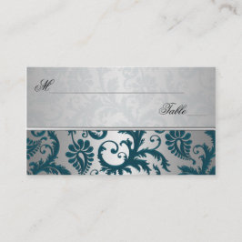 Tarjetas de plaza Damask II plateado y Verde azula