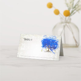Tarjetas de plaza de Boda de hojas de corazón azul