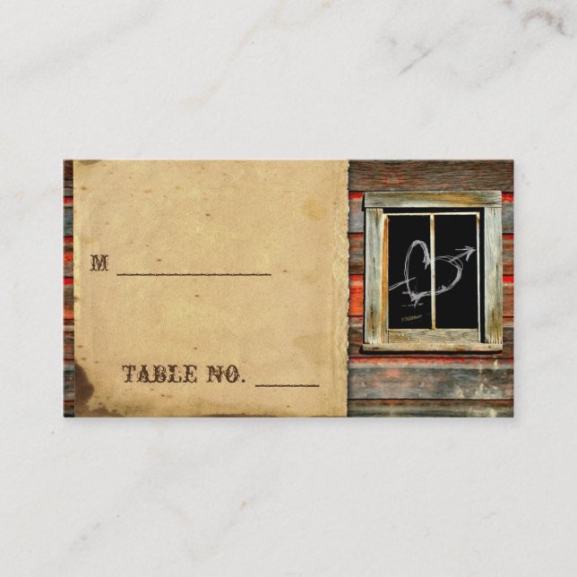Tarjetas de plaza de Boda de madera de granero rús (Anverso)