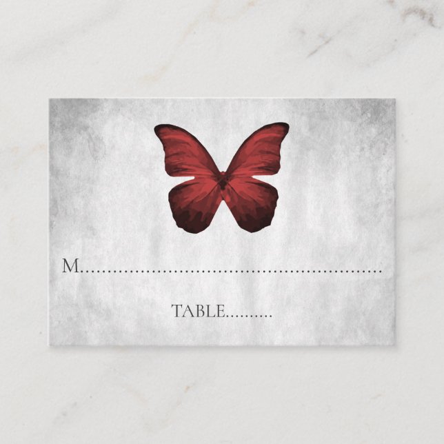 Tarjetas de plaza de Boda de mariposa roja (Anverso)