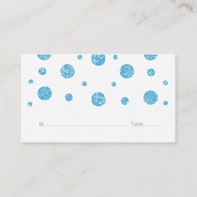 Tarjetas de plaza de Boda de Purpurina azul Confet (Anverso)