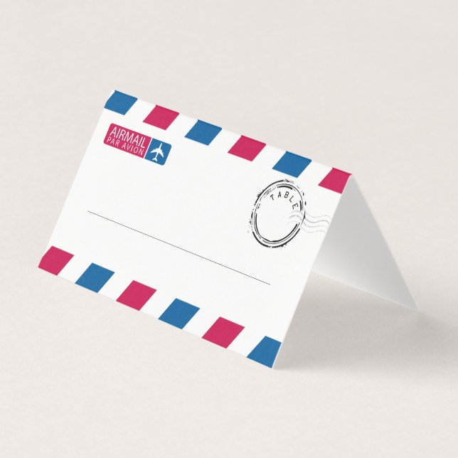 Tarjetas de plaza de Boda de Red Blue Stripes Airm (Anverso)